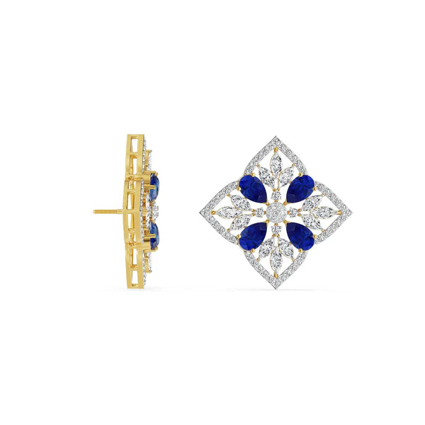 Blue Sapphire Lab Diamond Glamour Pendant Set