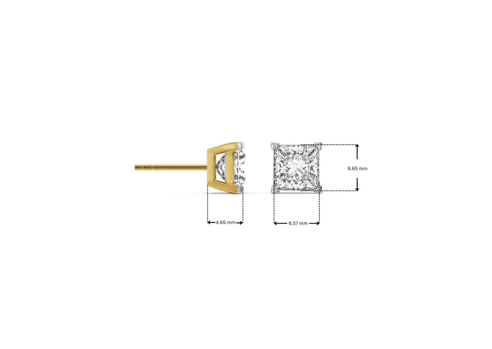 Lab-Grown 1 CT Classic Square Diamond Studs