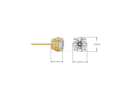 Lab-Grown   1   CT   Classic   Round   Diamond   Studs