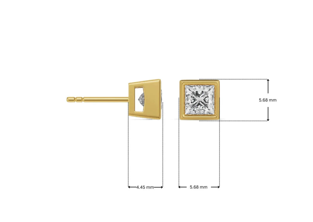 0.5 CT Bezel Princess Lab Grown Diamond Solitaire Studs