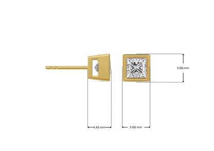 0.5 CT Bezel Princess Lab Grown Diamond Solitaire Studs