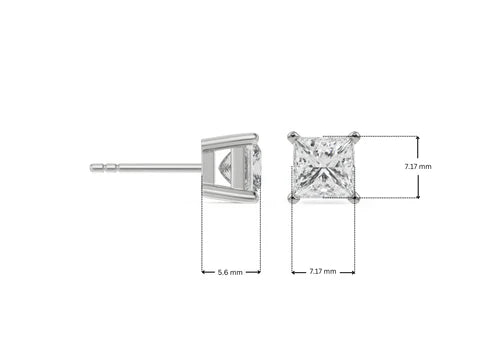 1 CT Timeless Princess Lab Grown Diamond Solitaire Studs