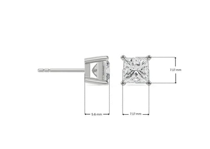 1 CT Timeless Princess Lab Grown Diamond Solitaire Studs