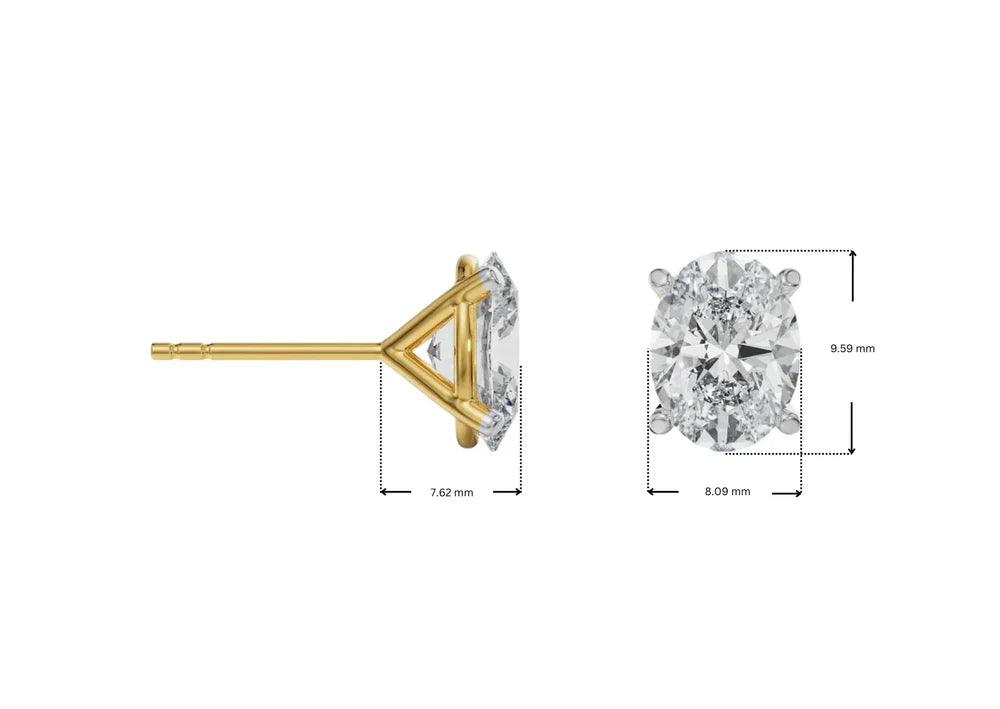 2 CT Oval Solitaire Lab Grown Diamond Studs