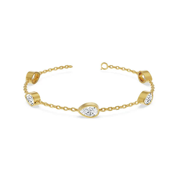 Pear Bezel Tennis Lab Grown Diamond Bracelet
