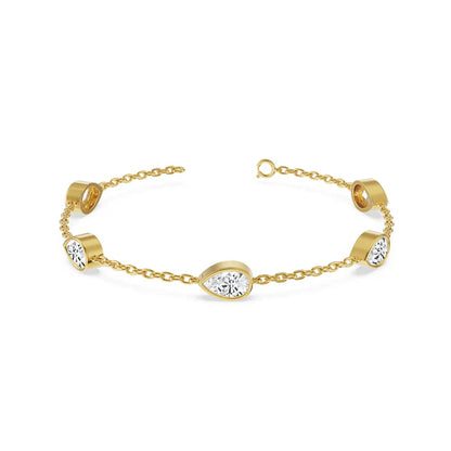 Pear Bezel Tennis Lab Grown Diamond Bracelet
