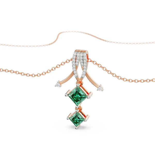 Emerald Delight Lab Diamond Pendant Set