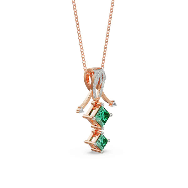Emerald Delight Lab Diamond Pendant Set