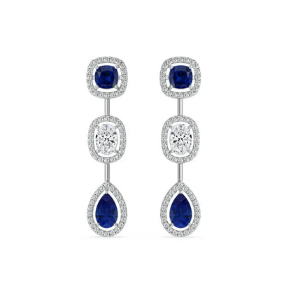 Blue Sapphire Lab Diamond Drop Earrings