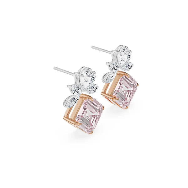 Floral Pink Lab Grown Diamond Pendant Set