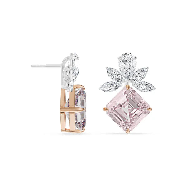 Floral Pink Lab Grown Diamond Pendant Set