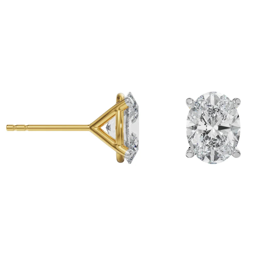 2 CT Oval Solitaire Lab Grown Diamond Studs
