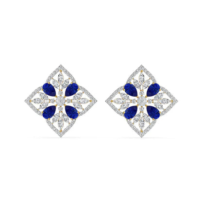 Blue Sapphire Lab Diamond Glamour Studs