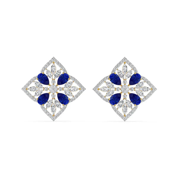 Blue Sapphire Lab Diamond Glamour Studs