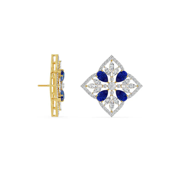 Blue Sapphire Lab Diamond Glamour Studs