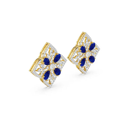 Blue Sapphire Lab Diamond Glamour Pendant Set