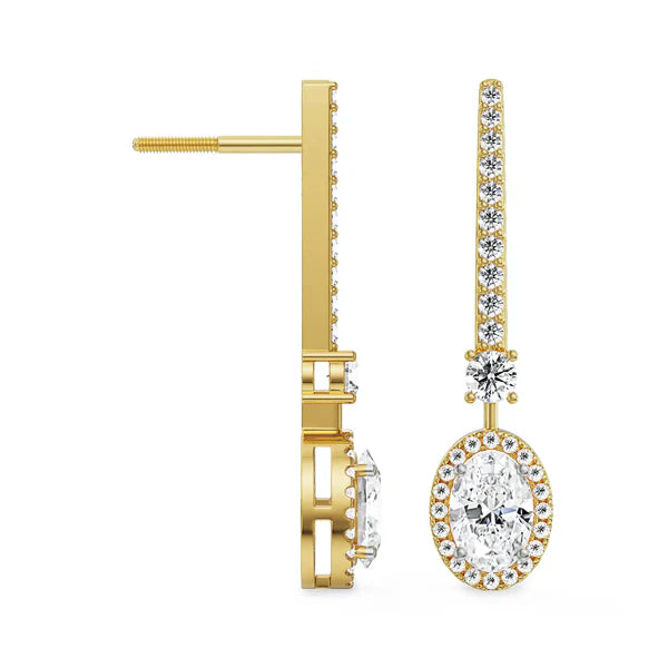 Oval Drop Lab Grown Diamond Earrings