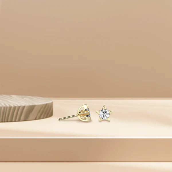 Lab Grown Diamond Solitaire Star Studs