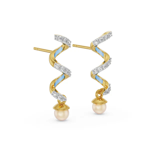 Pearl Teardrop Lab Grown Diamond Earrings