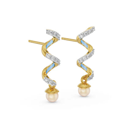 Pearl Teardrop Lab Grown Diamond Earrings