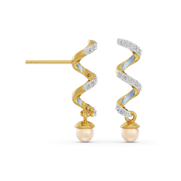 Pearl Teardrop Lab Grown Diamond Earrings