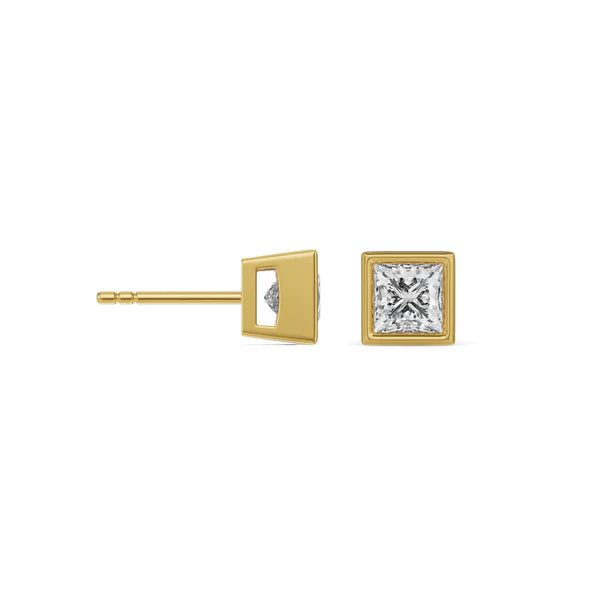 0.5 CT Bezel Princess Lab Grown Diamond Solitaire Studs