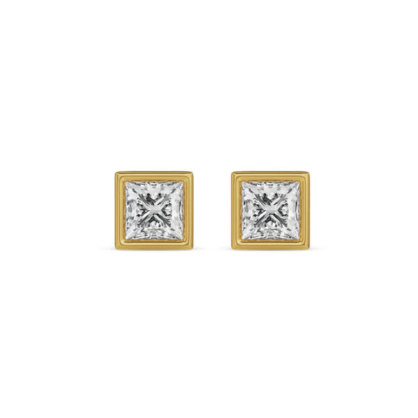 0.5 CT Bezel Princess Lab Grown Diamond Solitaire Studs