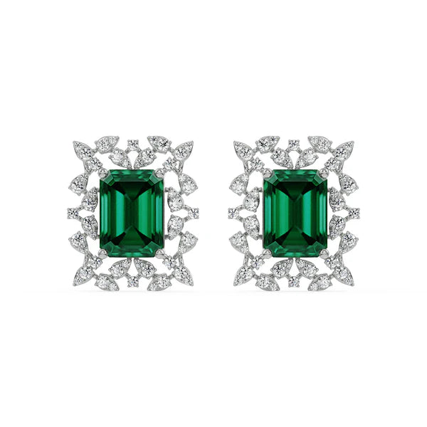 Vintage Emerald Lab Grown Diamond Studs