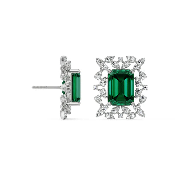 Vintage Emerald Lab Grown Diamond Studs