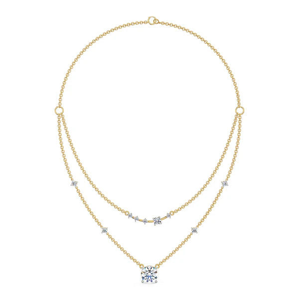 Two Layered Lab Grown Diamond Solitaire Necklace