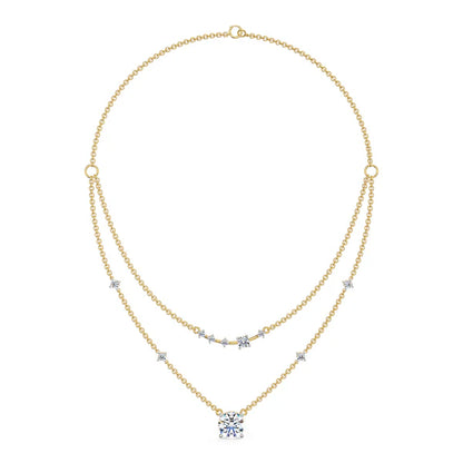 Two Layered Lab Grown Diamond Solitaire Necklace