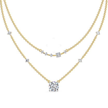 Two Layered Lab Grown Diamond Solitaire Necklace