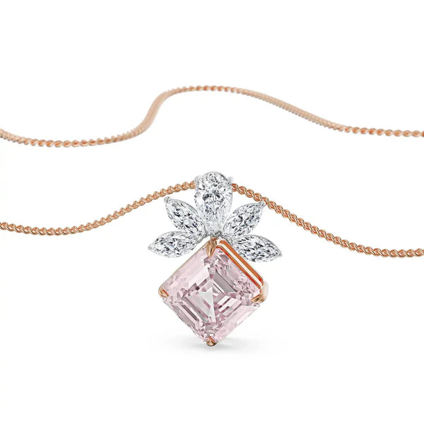 Floral Pink Lab Grown Diamond Pendant Set