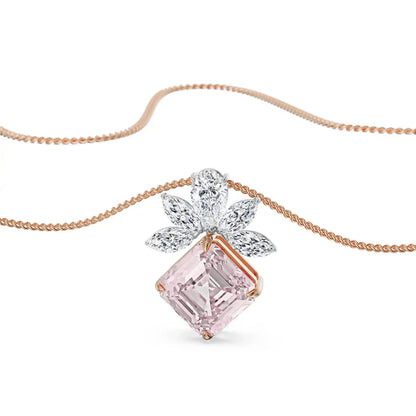 Floral Pink Lab Grown Diamond Pendant Set