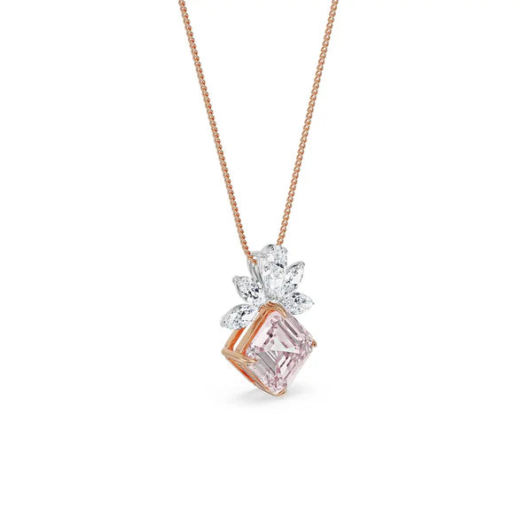 Floral Pink Lab Grown Diamond Pendant Set