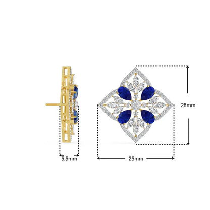 Blue Sapphire Lab Diamond Glamour Studs